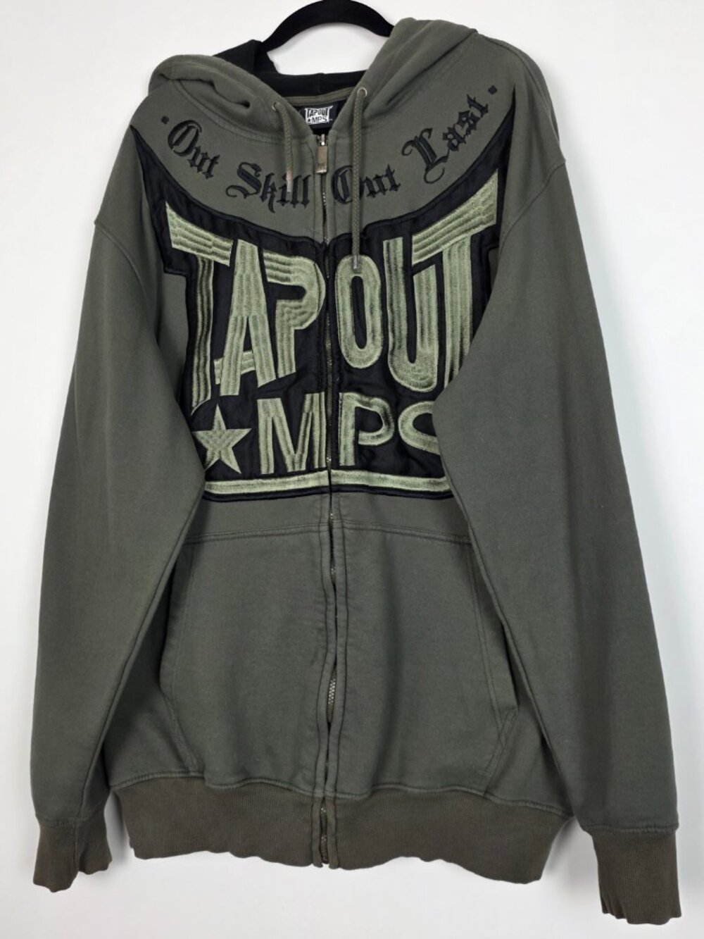 Tapout MPS Y2K MMA Embroidered Mens 4XL Long Sleeve Green Full Zip Hoodie
